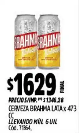 Supermercados Yaguar Brahma cerveza lata oferta