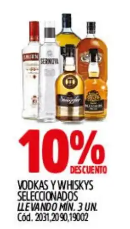 Supermercados Yaguar Vodkas y whiskys seleccionados oferta