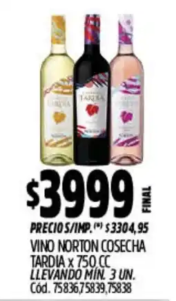 Supermercados Yaguar Tardia vino norton cosecha oferta
