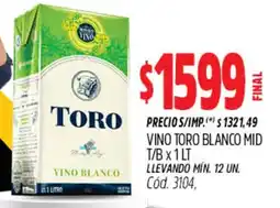 Supermercados Yaguar Toro vino blanco oferta