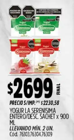 Supermercados Yaguar Yogur la serenisima entero/desc. oferta