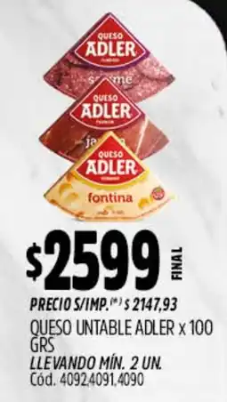 Supermercados Yaguar Adler queso untable fontina oferta