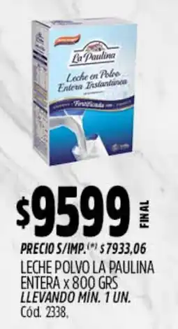 Supermercados Yaguar La paulina leche en polvo entera instantánea oferta