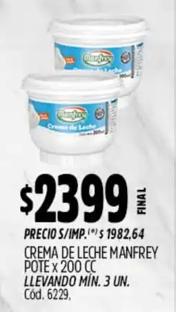Supermercados Yaguar Manfrey crema de leche oferta