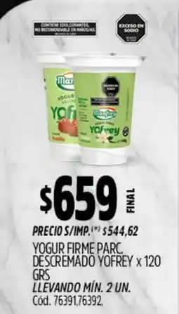 Supermercados Yaguar Yofrey yogur firme parc descremado oferta