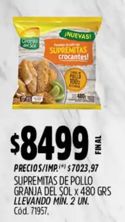 Supermercados Yaguar Granja del sol supremitas de pollo oferta