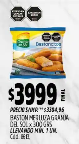 Supermercados Yaguar Granja del sol bastoncitos de merluza oferta