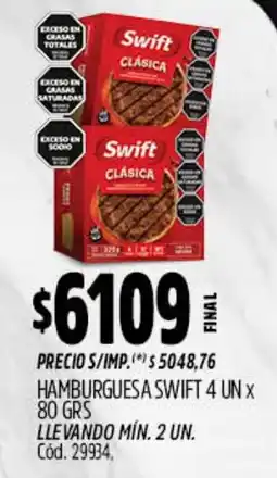 Supermercados Yaguar Swift hamburguesa clásica oferta