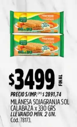 Supermercados Yaguar Milanesa sojagranja sol calabaza oferta
