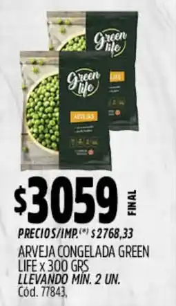 Supermercados Yaguar Green life arveja congelada oferta