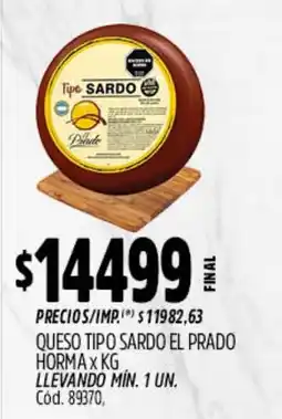 Supermercados Yaguar El prado queso tipo sardo oferta
