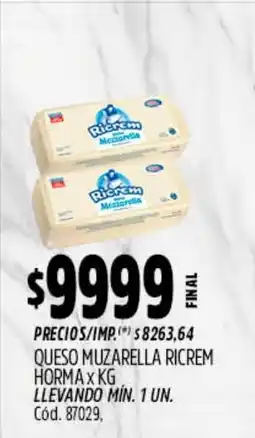 Supermercados Yaguar Ricrem queso muzzarella oferta