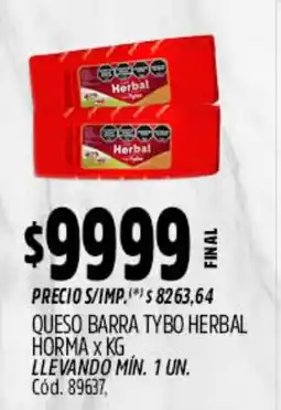 Supermercados Yaguar Tybo queso barra herbal oferta