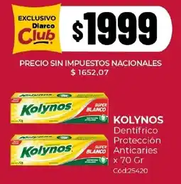 Diarco Kolynos dentífrico protección anticaries oferta