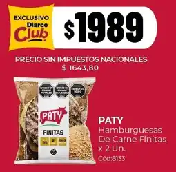 Diarco Paty hamburguesas de carne finitas oferta