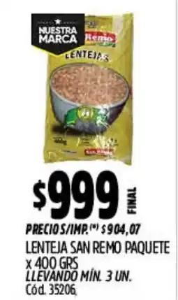 Supermercados Yaguar San remo lenteja oferta