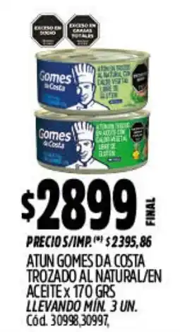 Supermercados Yaguar Gomes da costa atun trozado al natural en aceite oferta