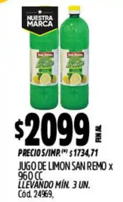 Supermercados Yaguar San remo jugo de limon oferta
