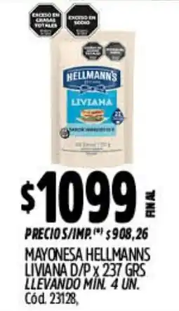 Supermercados Yaguar Hellmanns mayonesa liviana oferta