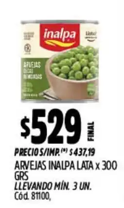 Supermercados Yaguar Inalpa arvejas secas almidonadas oferta