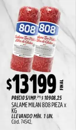Supermercados Yaguar 808 salame tipo milan oferta