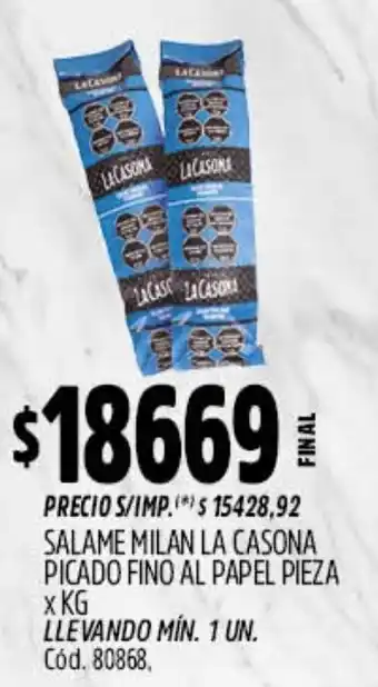 La casona salame milan picado fino al papel