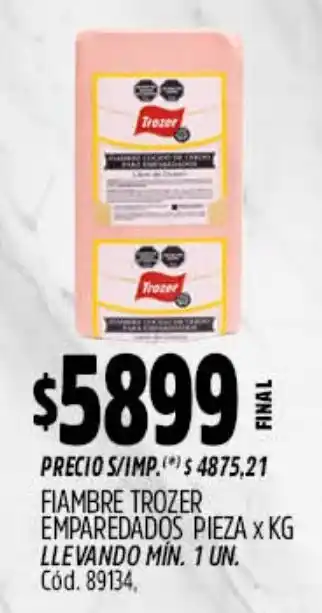 Supermercados Yaguar Trozer fiambre emparedados oferta