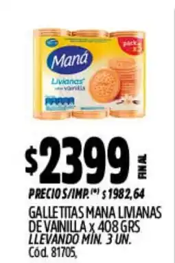 Supermercados Yaguar Maná galletitas livianas de vainilla oferta