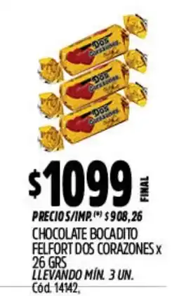 Supermercados Yaguar Chocolate bocadito felfort dos corazones oferta