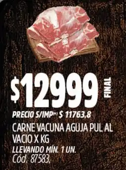 Supermercados Yaguar Carne vacuna aguja pul al vacio oferta