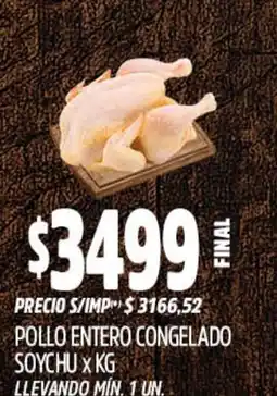 Supermercados Yaguar Soychu pollo entero congelado oferta