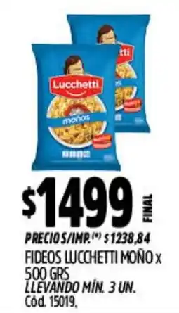Supermercados Yaguar Lucchetti fideos moño oferta