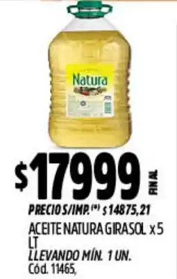 Supermercados Yaguar Natura aceite girasol oferta