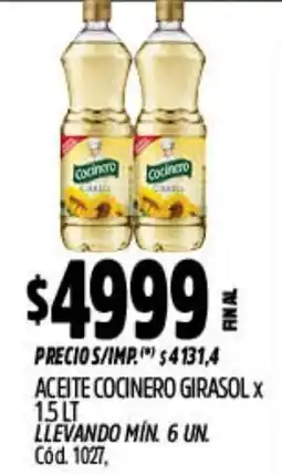 Supermercados Yaguar Cocinero aceite girasol oferta