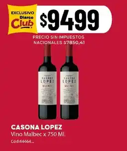 Diarco Casona Lopez Vino Malbec oferta