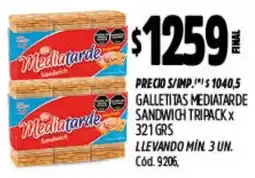 Supermercados Yaguar Mediatarde galletitas sandwich tripack oferta