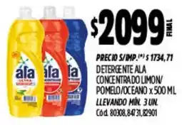 Supermercados Yaguar Ala detergente ala concentrado limon pomelo/oceano oferta