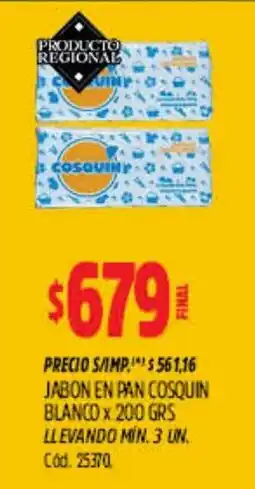 Supermercados Yaguar Cosquin jabon en pan blanco oferta