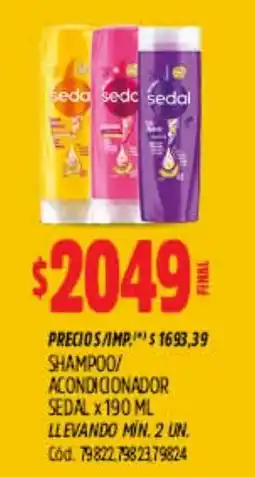 Supermercados Yaguar Sedal shampoo/ acondicionador oferta