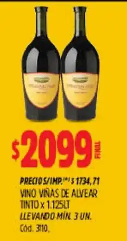 Supermercados Yaguar Viñas de alvear vino tinto oferta