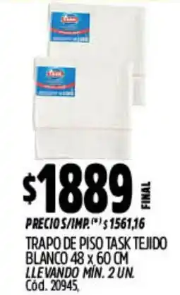 Supermercados Yaguar Task trapo de piso tejido blanco oferta