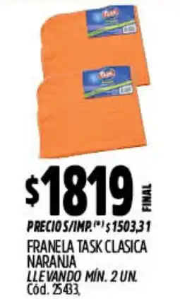 Supermercados Yaguar Task franela task clasica naranja oferta
