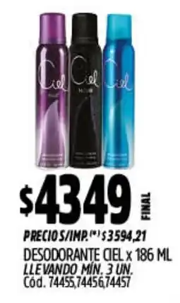 Supermercados Yaguar Ciel desodorante oferta