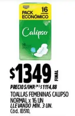 Supermercados Yaguar Calipso toallas femeninas normal oferta