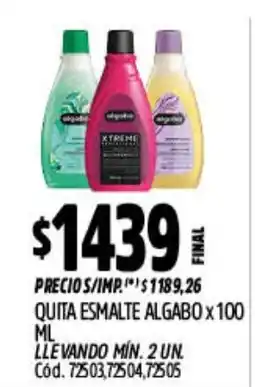 Supermercados Yaguar Algabo quita esmalte oferta
