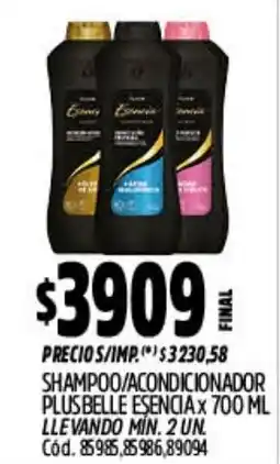 Supermercados Yaguar Plus belle esencia shampoo acondicionador oferta