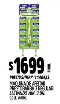 Supermercados Yaguar Prestobarba maquina de afeitar 3 regular oferta