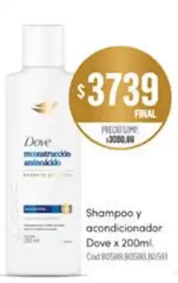 Supermercados Yaguar Dove shampoo y acondicionador oferta