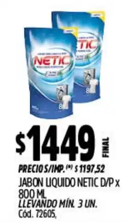 Supermercados Yaguar Netic jabon liquido oferta
