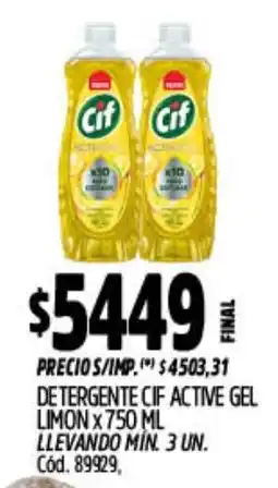Supermercados Yaguar Cif detergente active gel limon oferta